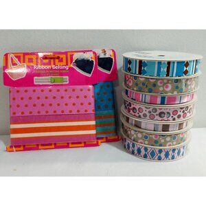 Grossgrain Ribbon & Belting NOS 7 Rolls Ribbon 2 pkgs Belting Pastels Pink and B